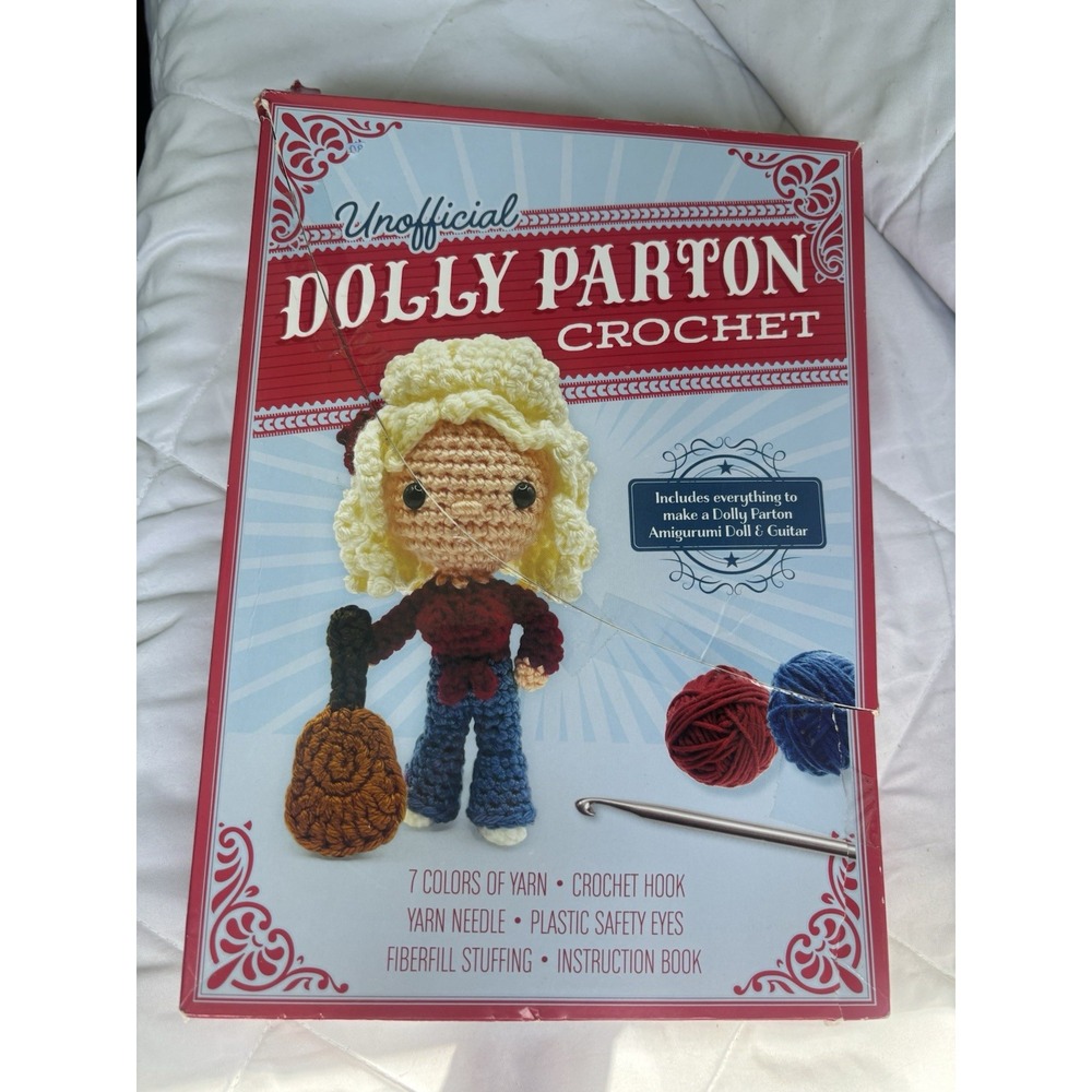 UNOFFICIAL  DOLLY PARTON CROCHET KIT COMPLETE DYI KIT W/INSTRUCTION BOOK OPENBOX